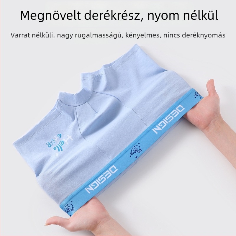 Pamut boxeralsók tinédzser fiúk számára, varrat nélküli, lélegző, mintázatai: állat-, geometriai mintázatú, színblokkokkal vagy graffiti