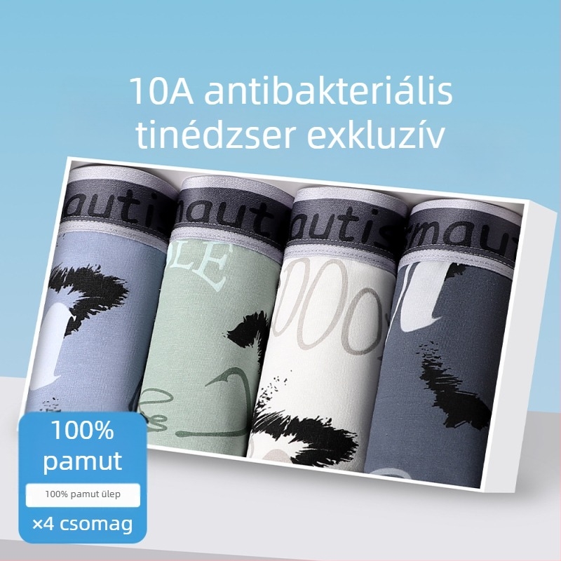Pamut boxeralsók tinédzser fiúk számára, varrat nélküli, lélegző, mintázatai: állat-, geometriai mintázatú, színblokkokkal vagy graffiti