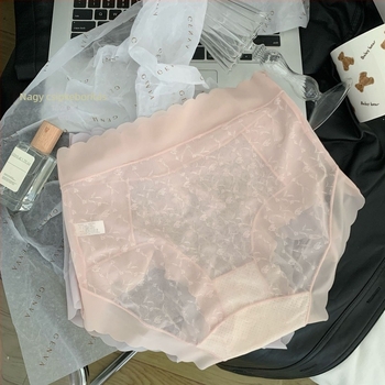 Női fehérnemű, könnyű hálós jacquard csipkés, magas derekú haskontrollal, plusz méret, virágmintás, lélegző, gyorsan száradó, Mulberry selyem bélésű