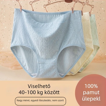 Nagy méretű női pamut alsó, magas derekú, antibakteriális, hasi formázás, lélegző, 100% pamut