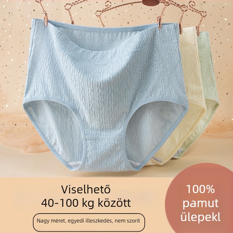 Nagy méretű női pamut alsó, magas derekú, antibakteriális, hasi formázás, lélegző, 100% pamut