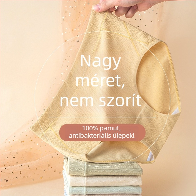Nagy méretű női pamut alsó, magas derekú, antibakteriális, hasi formázás, lélegző, 100% pamut