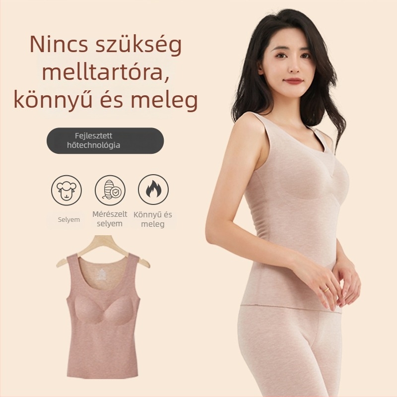 Női őszi-téli meleg mellény beépített melltartó párnákkal, alapréteg német velúr-selyem