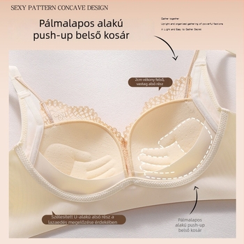Push-Up melltartó állítható zselés pántokkal, varrás nélküli kialakítás, 3/4 kosár, acélgyűrű nélkül, hátul három sor csattal