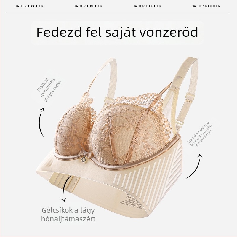 Push-Up melltartó állítható zselés pántokkal, varrás nélküli kialakítás, 3/4 kosár, acélgyűrű nélkül, hátul három sor csattal