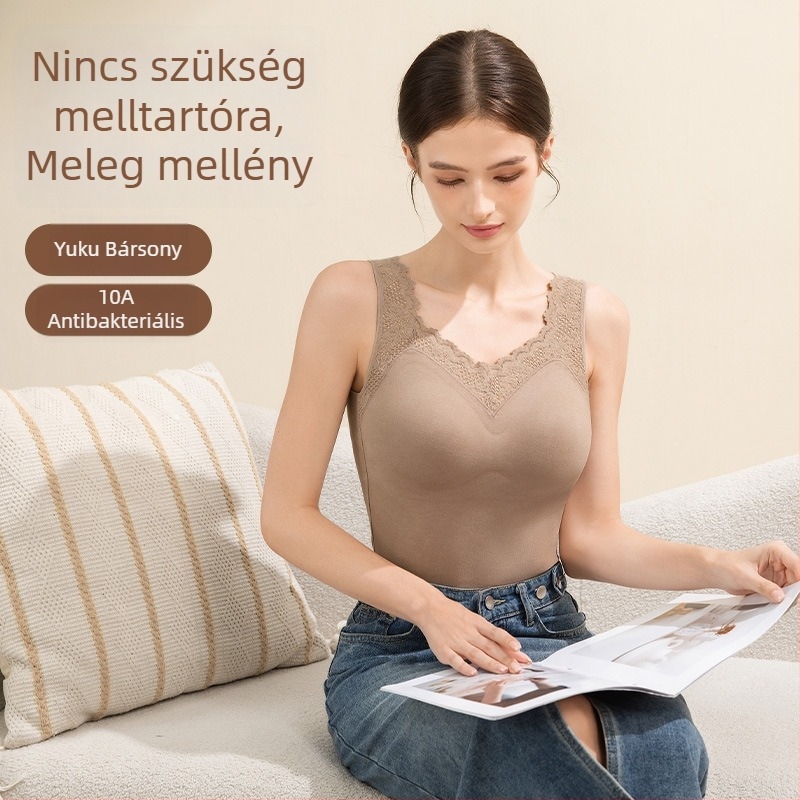 Antibakteriális polár béléses női termomellény beépített melltartóval, velúr béléssel, dupla rétegű őszi-téli viselet