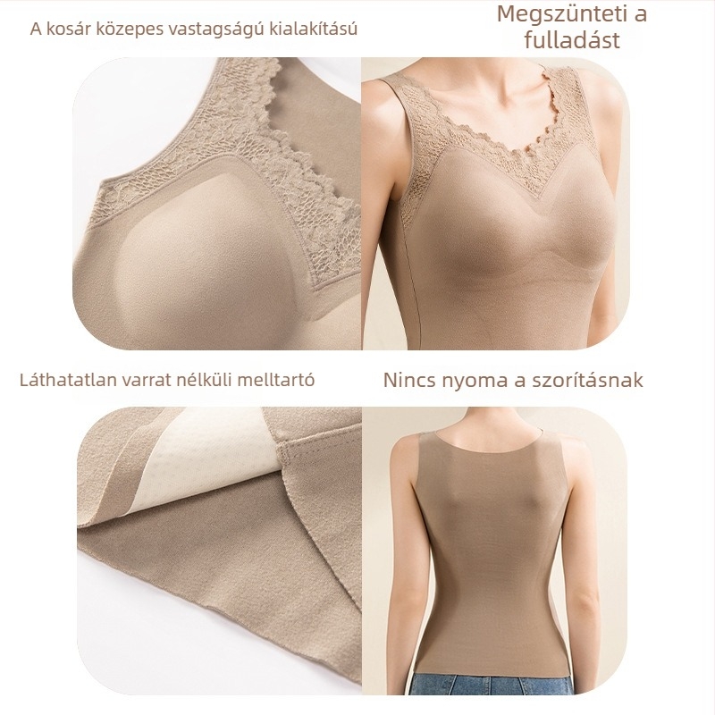 Antibakteriális polár béléses női termomellény beépített melltartóval, velúr béléssel, dupla rétegű őszi-téli viselet