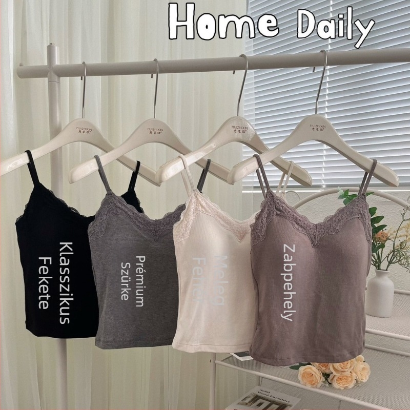 Pamut felső V-nyakú, mellpárnával, pántos stílusú, szivacspárnával, 70–80% pamut