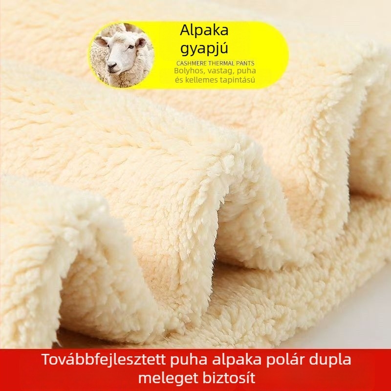 Férfi meleg nadrág fleece béléssel, vastag, magas derekú, alapszintű viselet, plusz méret