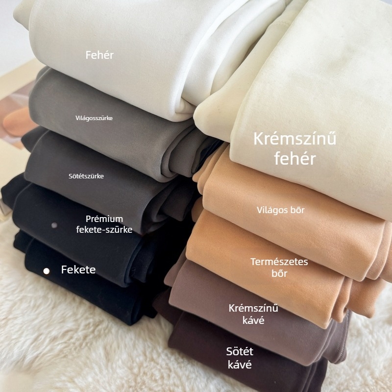 Sötét kávé színű téli fleece-béléssel ellátott formázó leggings, magas derék, fenékemelés, nylon harisnya