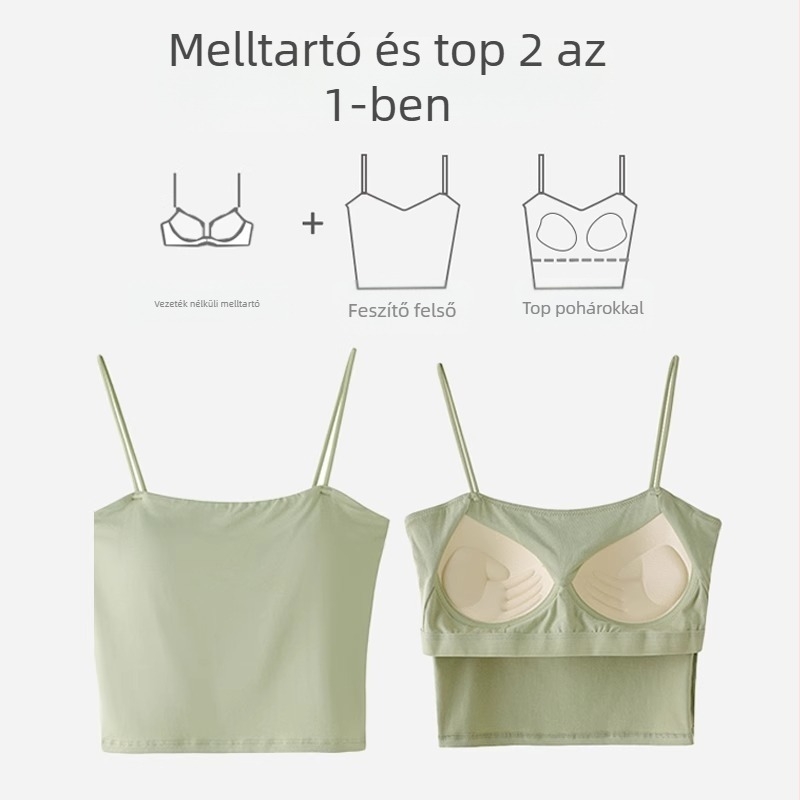 Pamutból készült top beépített formázott kosarakkal, vállszíj nélküli, teljes kosár