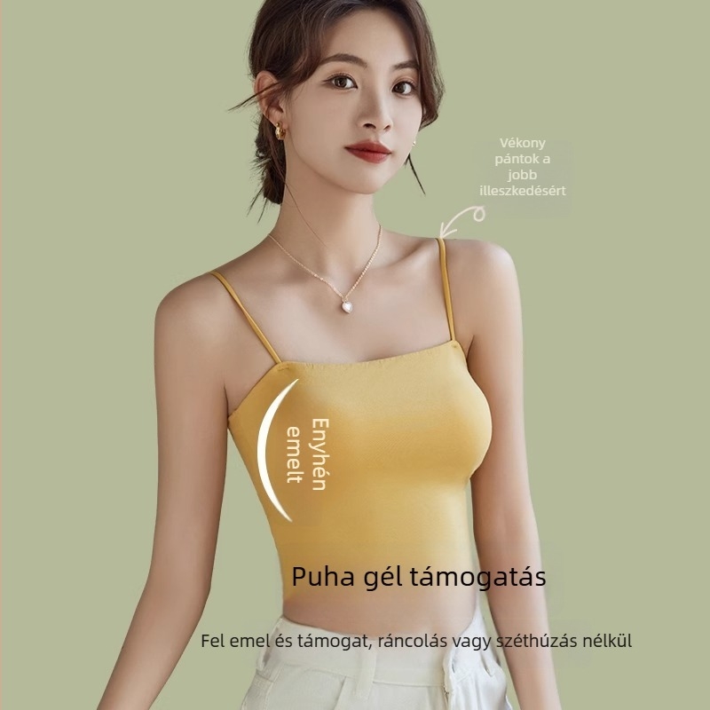 Pamutból készült top beépített formázott kosarakkal, vállszíj nélküli, teljes kosár