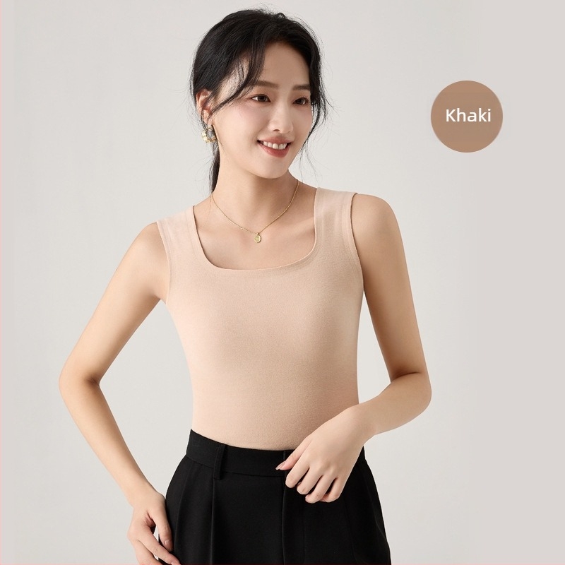 Női meleg mellény mellkas párnázással, varrás nélküli, egybeépített kosár és beépített melltartó, Soon Silk, meleg, akril 30–50%