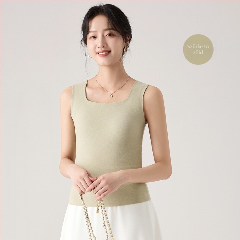 Női meleg mellény mellkas párnázással, varrás nélküli, egybeépített kosár és beépített melltartó, Soon Silk, meleg, akril 30–50%