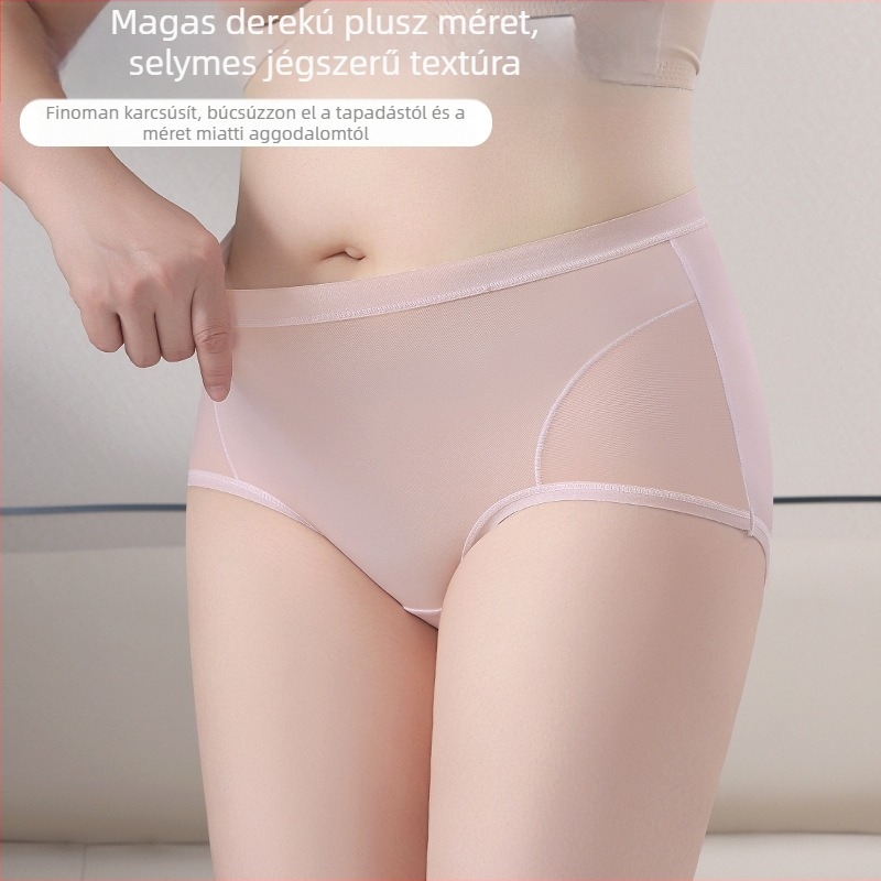 Női magas derekú alsónemű ice silk anyagból, légáteresztő, gyorsan száradó, láthatatlan a ruhák alatt, nagy méret