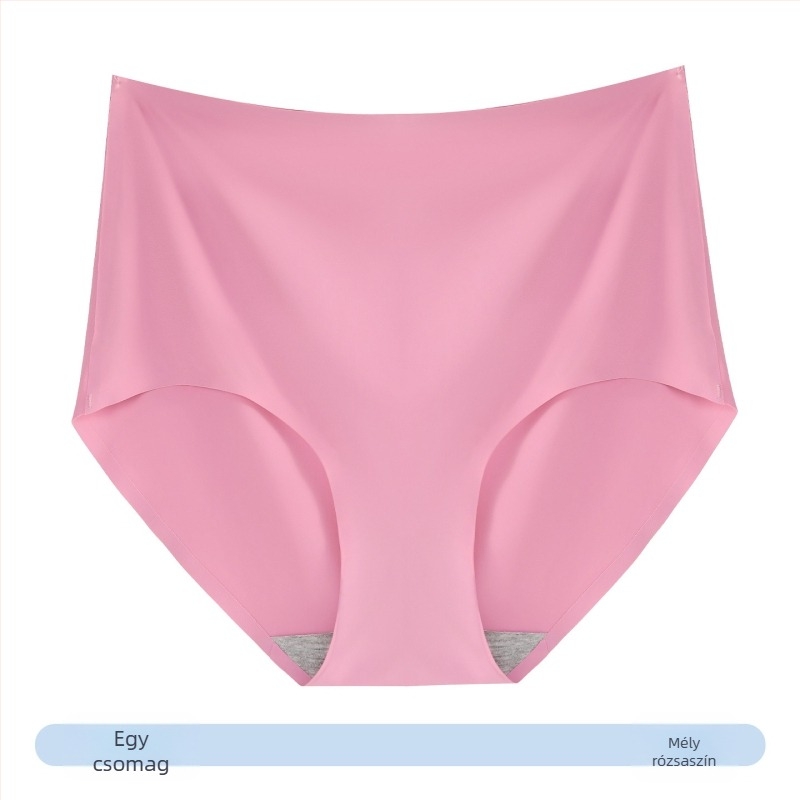Női alsónemű ice silk anyagból, magas derék, egyszínű mintázat, fő anyag nylon 80–90%, csípő résznél pamut bélés