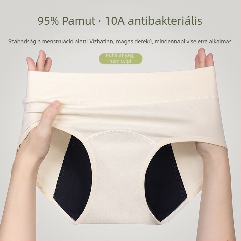 Négy rétegű női menstruációs és posztpartum alsónemű, 60 ml abszorpció, plusz méret, magas derék, pamut, lélegző, antibakteriális
