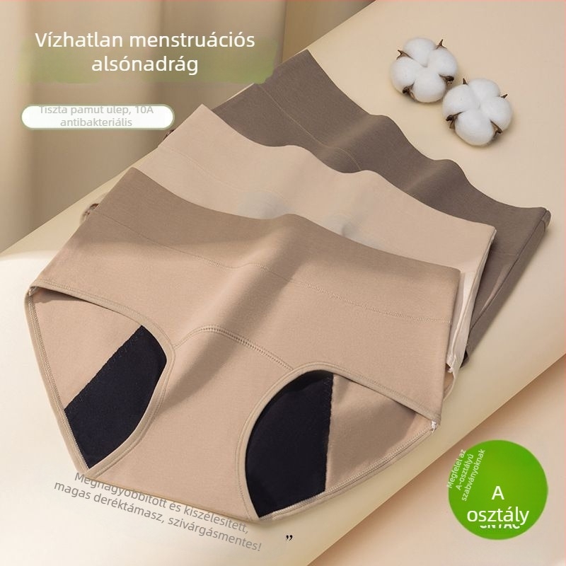 Négy rétegű női menstruációs és posztpartum alsónemű, 60 ml abszorpció, plusz méret, magas derék, pamut, lélegző, antibakteriális