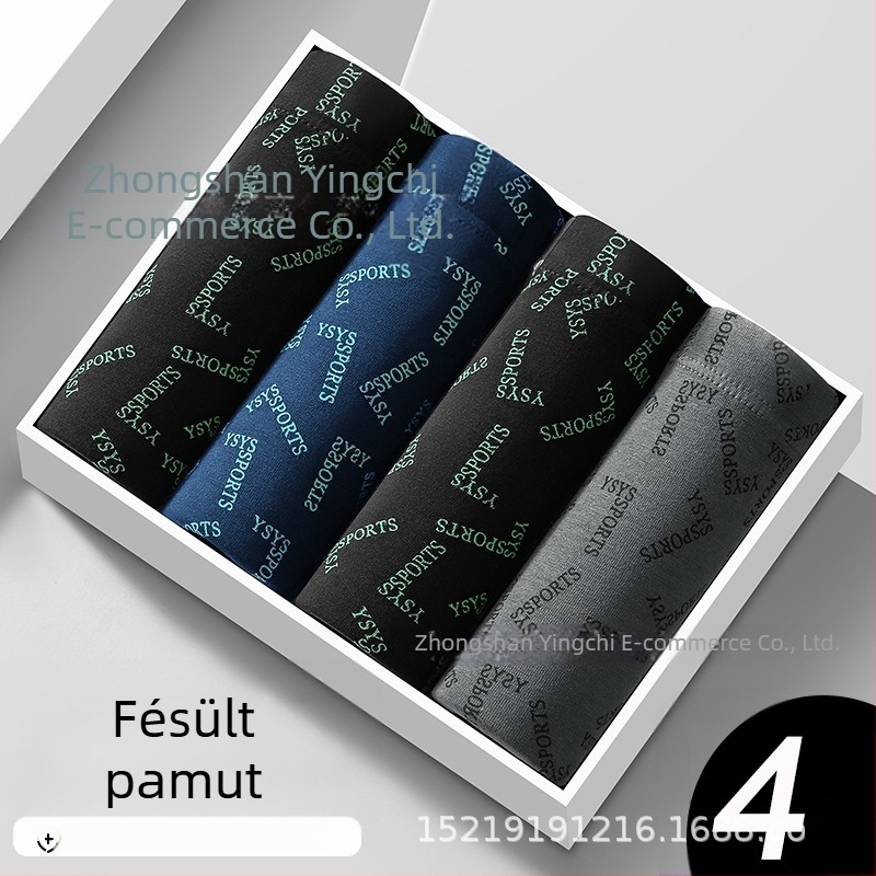 Hosszú szálú pamut férfi alsónemű, lélegző, középmagas derekú, nagy méret, sportos boxer.