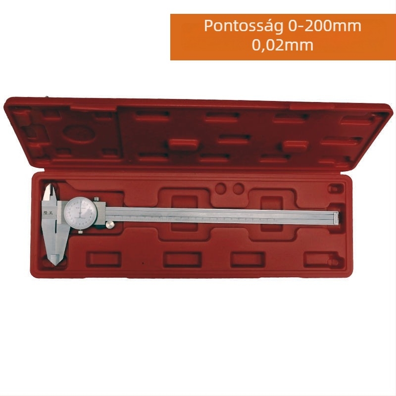 Számlapos tolómérő, rozsdamentes acél, nagy pontosság, tartomány 0-150/200/300 mm, ipari felhasználás