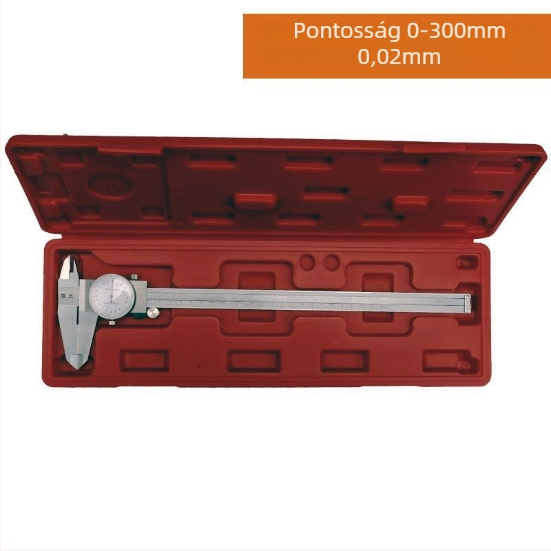 Számlapos tolómérő, rozsdamentes acél, nagy pontosság, tartomány 0-150/200/300 mm, ipari felhasználás