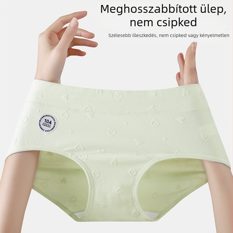 Antibakteriális jacquard pamut női alsónemű, meghosszabbított ágyék, magas derék, testhezálló fazon, egyszínű, plusz méret.