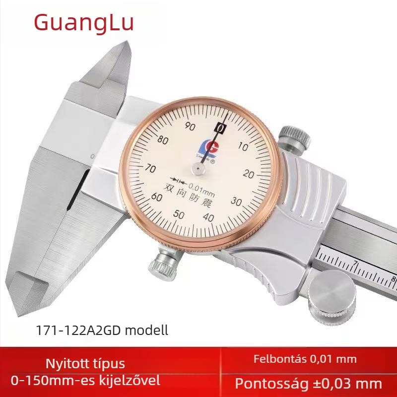 Guanglu Rozsdamentes acélból készült tolókaliper, 0,02-es precizitás, ütésálló