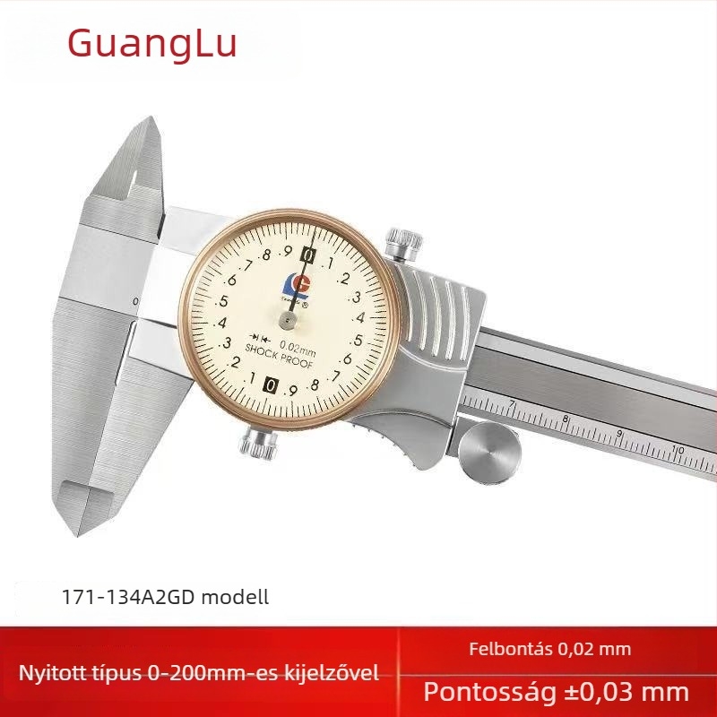 Guanglu Rozsdamentes acélból készült tolókaliper, 0,02-es precizitás, ütésálló