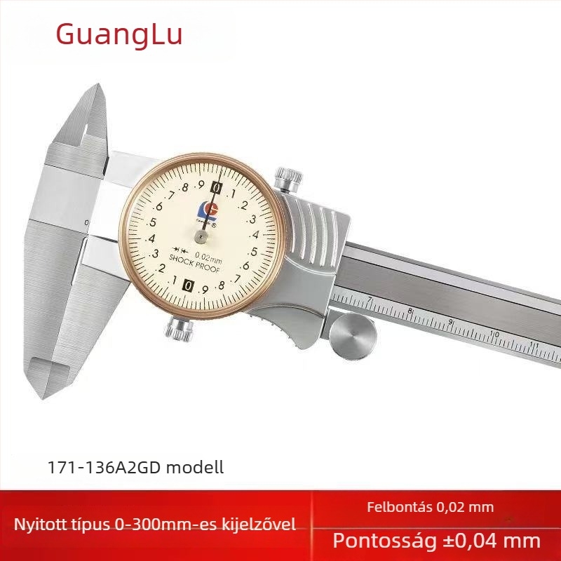 Guanglu Rozsdamentes acélból készült tolókaliper, 0,02-es precizitás, ütésálló