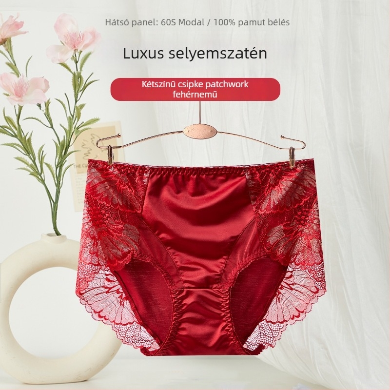Nyári Modal női alsónemű, farizmok emelése, csipke, varrat nélküli, pamut betéttel, középmagas derekú, háromszög szabás, plusz méret