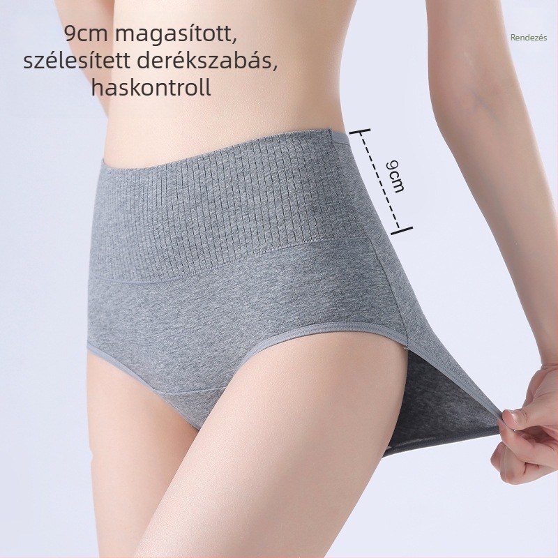Női magas derekú pamut alsónemű hasi kontrollhoz, légáteresztő, antibakteriális, kötött, 95–100% pamut