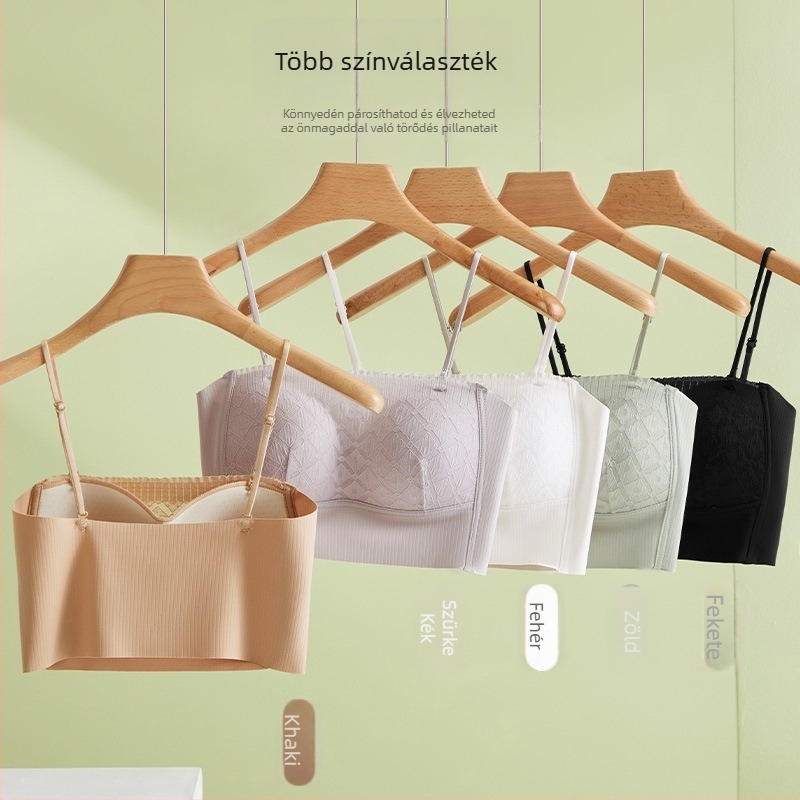 Csőtop egyenes dekoltázs, szexi övfelfedés beépített poharakkal, drót nélküli, bőrbarát Ice Silk anyag, vékony vállpántok, hangsúlyozza a hátat