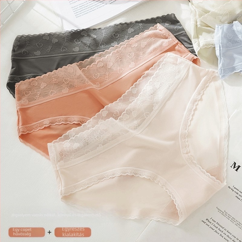 Nyári Ice Silk női alsónemű középtalpas derekú, csipkés szegéllyel, lélegző, ultra vékony, nagy méret