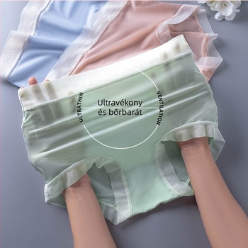 Női bugyi magas derékkal, ultra vékony Ice Silk, antibakteriális, légáteresztő, plusz méret