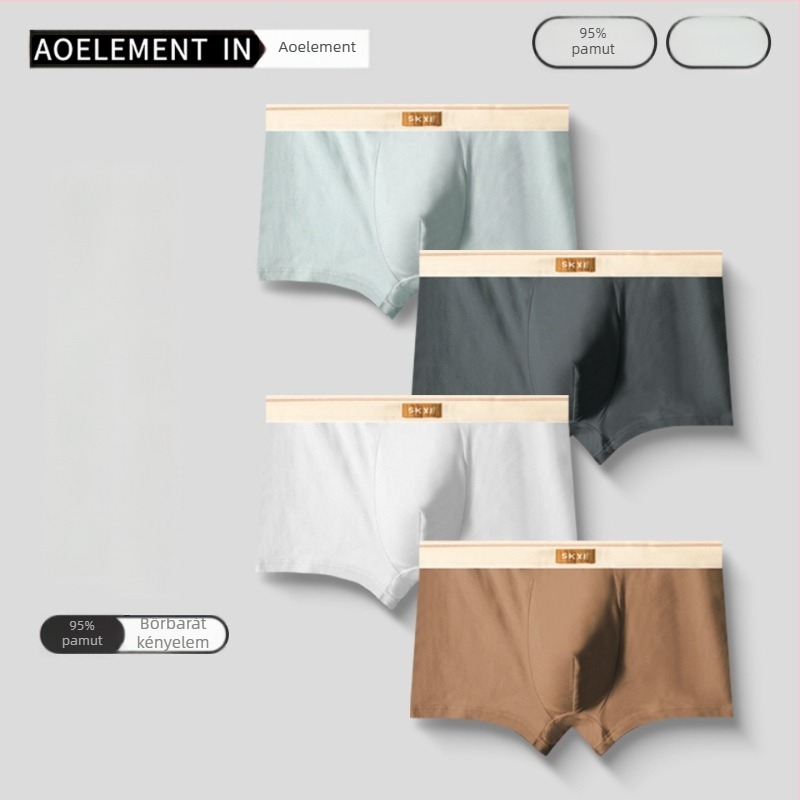 Férfi antibakteriális pamut boxer brief, középmagas derekú, 95–100% pamut, ágyéktáji bélés viszkóz, kötött anyag
