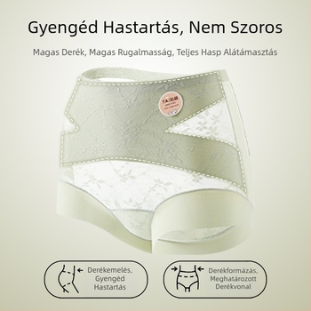 Női magas derekú csipkés alsónemű pamuttal bélelt szeméremrészen, hasi kontúr, antibakteriális, plusz méret