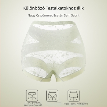 Női magas derekú csipkés alsónemű pamuttal bélelt szeméremrészen, hasi kontúr, antibakteriális, plusz méret