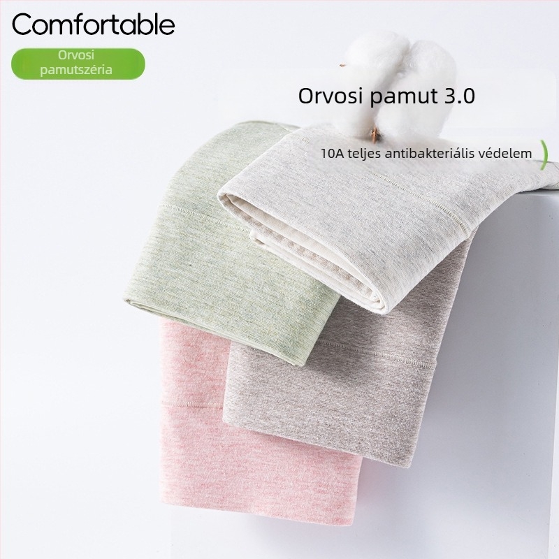 Orvosi minősítésű 7A pamut antibakteriális női alsó, 100% pamut, magas derékú, hosszított szabás, plusz méret