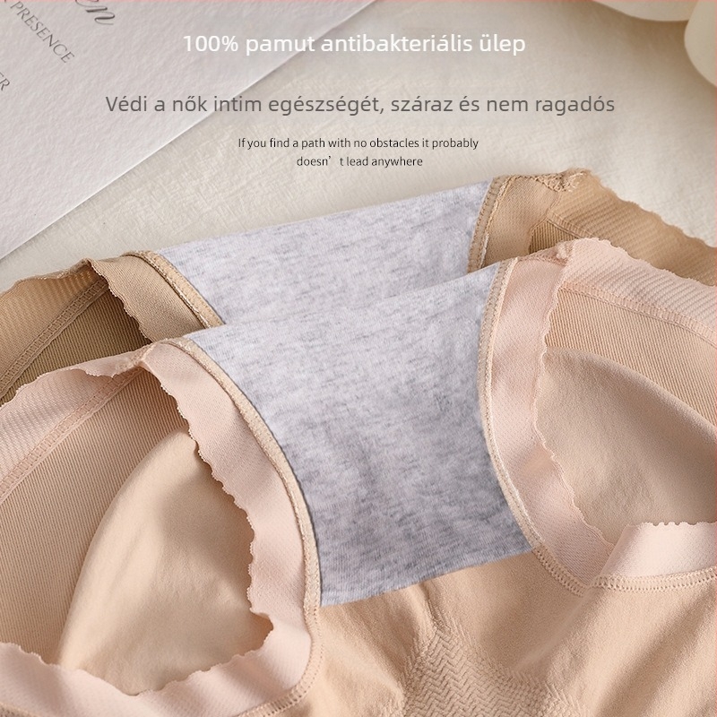 Sima varrás nélküli női alsónemű középmagasságú fenékemelő, lélegző nylon, pocakkontroll, plusz méret, háromszög fazon