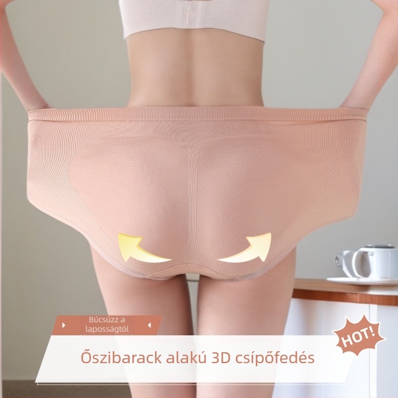 Plusz méretű varrat nélküli női brief, középmagas derekú, antibakteriális pamutbetéttel a szeméremtájon