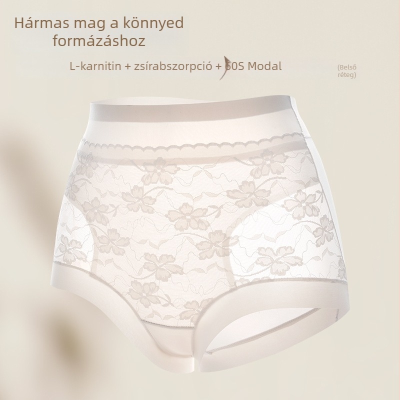 Női magas derekú csipkés alsó, jéghideg selyem anyag, has- és fenékformázás, plusz méret 100 kg-ig