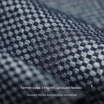 Férfi denim-ing-jackett, amerikai retro stílusú kockás mintával, laza szabás, gallér, hosszú ujjak, tavasz