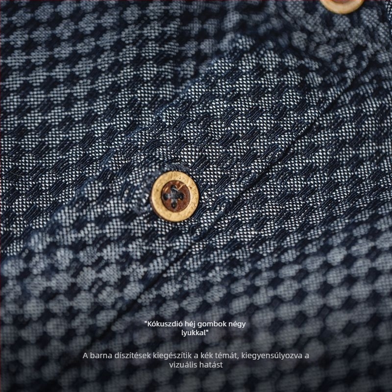 Férfi denim-ing-jackett, amerikai retro stílusú kockás mintával, laza szabás, gallér, hosszú ujjak, tavasz