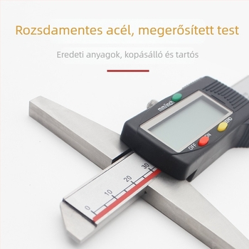 Digitális mélységmérő tolómérő kijelzővel, rozsdamentes acélból, 0-150 mm tartomány, egy- és két kampó, nagy precizitás