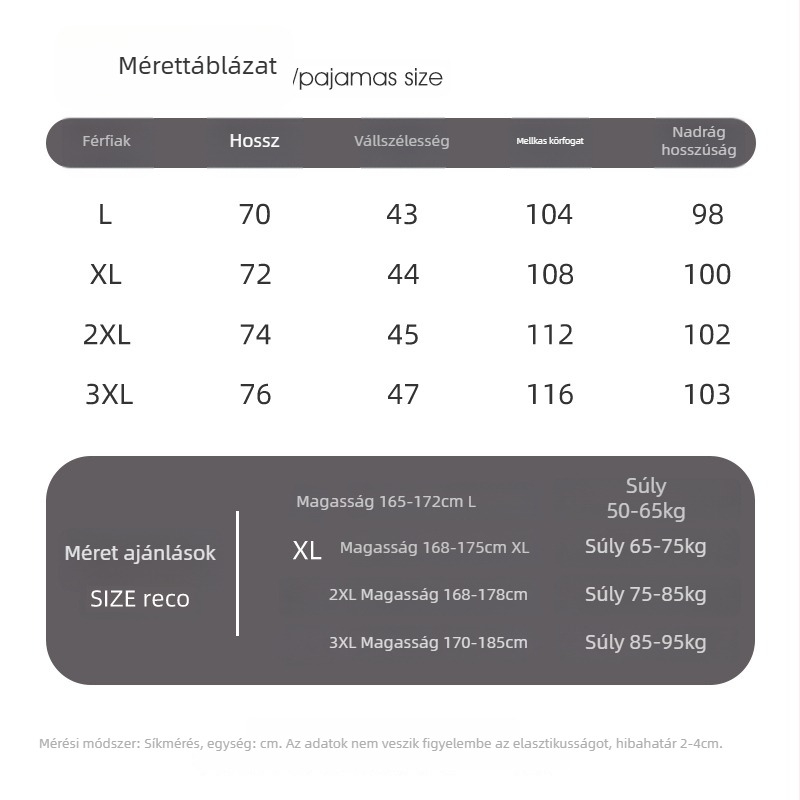 Férfi pamut pizsama készlet – 100% pamut, kerek nyakú pulóver, hosszú ujjú, nadrágos alsó, közepes vastagságú 161–180 g/m², egész éves otthoni viselésre