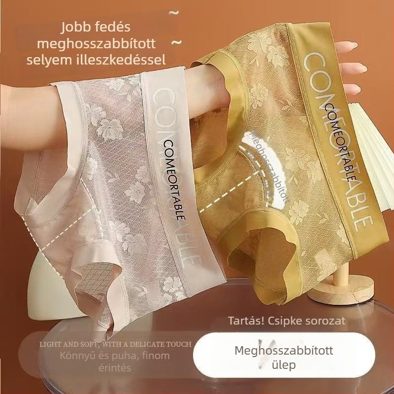 Varrásmentes női fehérnemű csipke hálóval, fenékemelés, középmagas derék, plusz méret