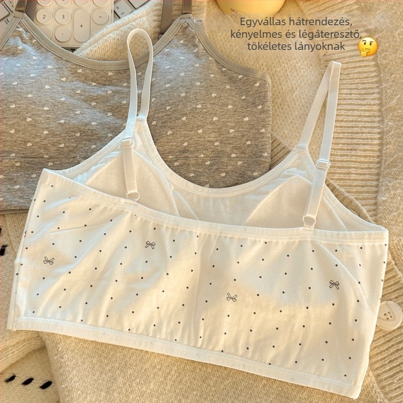 Varrás nélküli, 100% pamutból készült melltartó-cami, tiniknek, lélegző, fix kosár