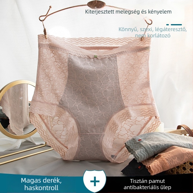 Női magas derekú alsónemű antibakteriális kialakítású, külső nylon, belső pamut rész, haskontroll és fenékemelés, nagy méret