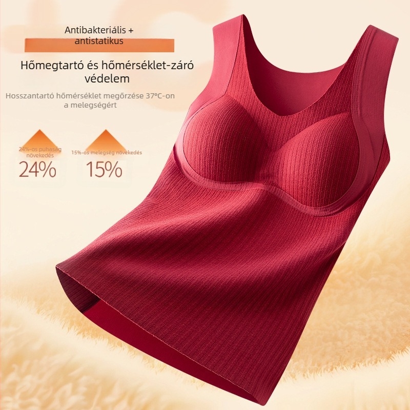 Női meleg őszi-téli top beépített melltartó párnákkal, kényelmes és sokoldalú alsó réteg
