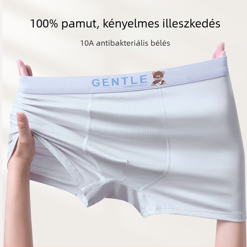 Tinédzser fiúk számára készült 100% pamut boxer brief, lélegző, antibakteriális, középső derekú, nagy méret